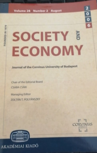 Cski Csaba  (szerk.) - Society and economy in central and eastern Europe 2006/2