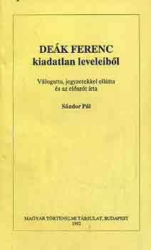 Sndor Pl - Dek Ferenc kiadatlan leveleibl
