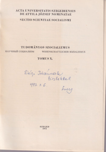 Dr. Rácz János Szabó István - A földreform a demokratikus átalakulás elválaszthatatlan része - Tudományos szocializmus - dedikált