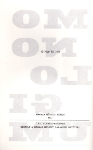 Nagy P�l - Monologium (Magyar M�hely P�rizs)