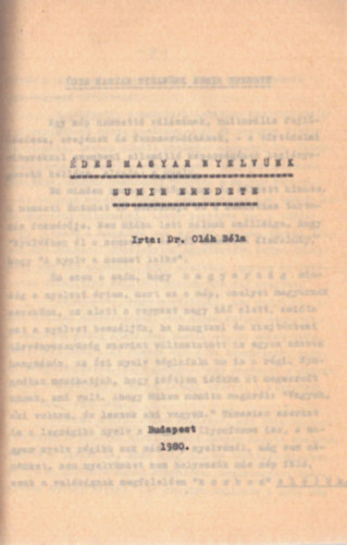 Dr. Oláh Béla - Édes magyar nyelvünk (gépelt kiadás)