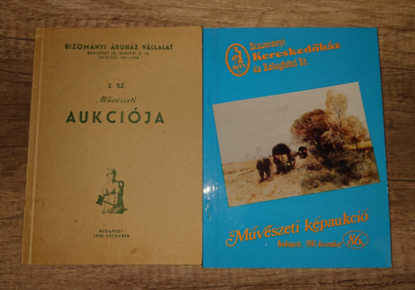 2 BV aukcis katalgus: Bizomnyi ruhz Vllalat 2. sz. mvszeti aukcija (1958) + Bizomnyi Kereskedhz s Zloghitel Rt. 86. szm mvszeti aukcija (1991)