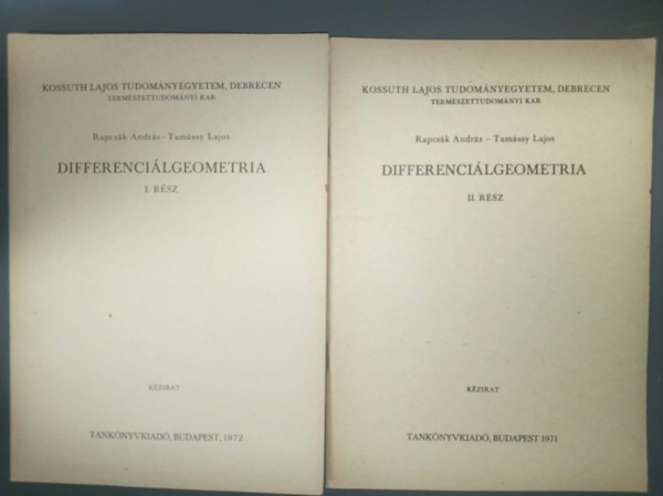 Hajós György - Differenciálgeometria I-II. (Eötvös Lóránd Tudományegyetem)