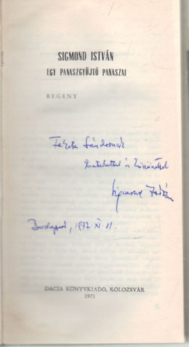 Sigmond István - Egy panaszgyűjtő panaszai -dedikált