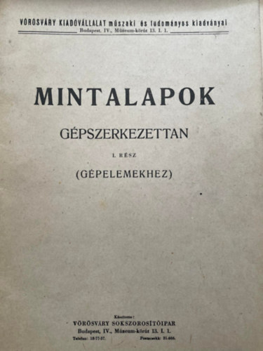 ismeretlen - Mintalapok g�pszerkezettan I. r�sz (g�pelemekhez)