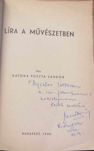 Katona Puszta Sándor - Líra a művészetben - Dolgozatok a Kir. Magy. Pázmány Péter Tudományegyetem Philosophiai Seminariumból 38