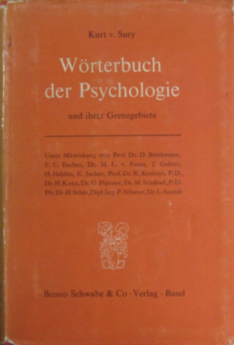 Kurt v. Sury - Wrterbuch der Psychologie und ihrer Grenzgebiete