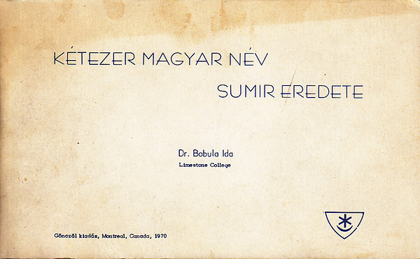Dr. Bobula Ida - Ktezer magyar nv sumir eredete