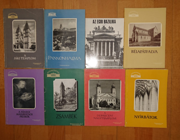 8 kiadv�ny Magyarorsz�g t�rt�nelmi jelent�s�g� templomair�l: A j�ki templom, Pannonhalma, Az egri bazilika, B�lap�tfalva, A s�megi Maulbertsch fresk�k, Zs�mb�k, A debreceni Nagytemplom, Ny�rb�tor