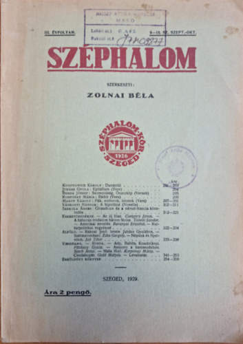 Zolnai Bla  (szerk.) - Szphalom III. vfolyam 9-10. sz. szept.-okt.