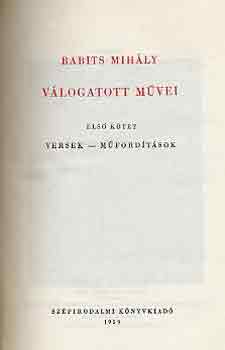 Babits Mihály - Babits Mihály válogatott művei I-II.