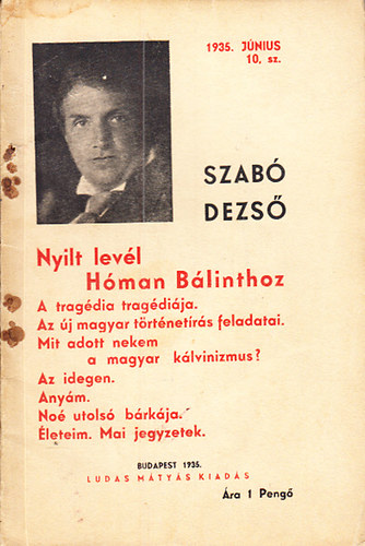 Szab Dezs - Nylt levl Hman Blinthoz (Ludas Mtys fzetek 10.)