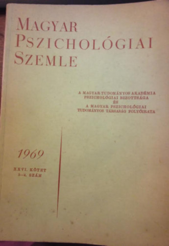 Magyar Pszichol�giai Szemle 1969. XXVI. k�tet 3-4. sz�m