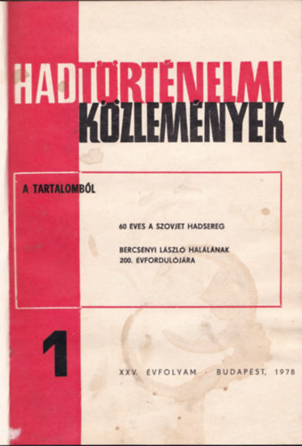Hadtrtnelmi kzlemnyek XXV. vf, 1978, teljes vf.