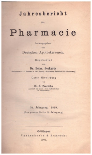 Heinrich Beckurts Dr. - Jahresbericht der Pharmacie