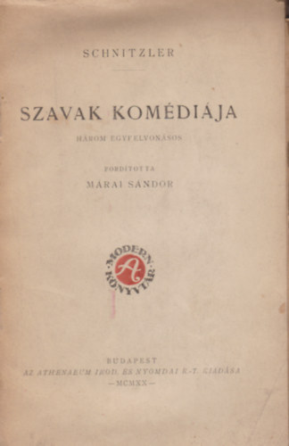 Schnitzler - Szavak komdija (Mrai ford.)