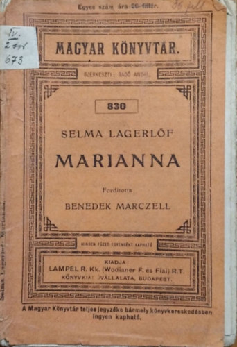 Selma Lagerlf - Marianna (Magyar Knyvtr)