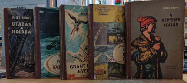 Verne Gyula (Jules Verne) - 5 db Verne: A névtelen család + Észak, Dél ellen + Grant kapitány gyermekei + Nemo kapitány + Utazás a Holdba