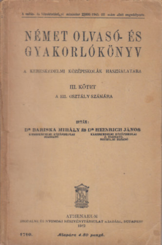 Nmet olvas- s gyakorlknyv - A kereskedelmi kzpiskolk hasznlatra III. ktet