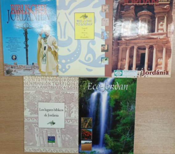 T�bb szerz� - 5 db kiadv�ny Jor�dni�r�l: Biblisches Jordanien - Visitors' Guide - Los lugares b�blicos de Jordania - Jord�nia - Eco-Jordan