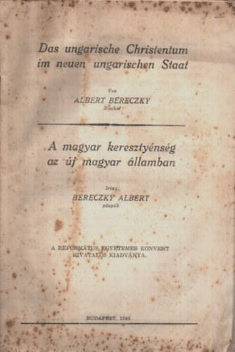 Bereczky Albert - A magyar kesztnysg az j magyar llamban