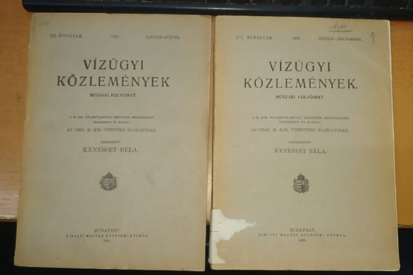 Kenessey B�la  (szerk.) - V�z�gyi k�zlem�nyek XII. �vfolyam 1930. (jan-j�n, j�l-dec.)(2 kiadv�ny)