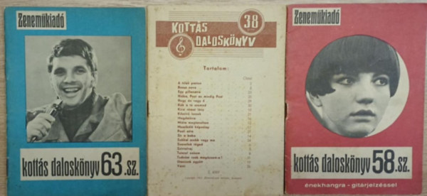3 db kott�s dalosk�nyv: 38., 58., 63. sz.