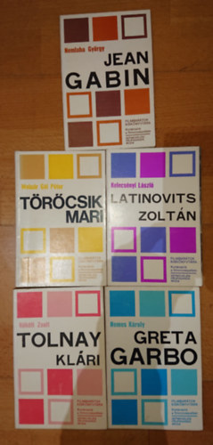 Moln�r G�l P�ter, K�h�ti Zsolt, Nemes K�roly, Kelecs�nyi L�szl� (szerk.), Nemlaha Gy�rgy - 5 kisk�nyv a Filmbar�tok kisk�nyvt�ra c�m� sorozatb�l: Tolnay Kl�ri, Greta Garbo, T�r�csik Mari, Latinovits Zolt�n, Jean Gabin