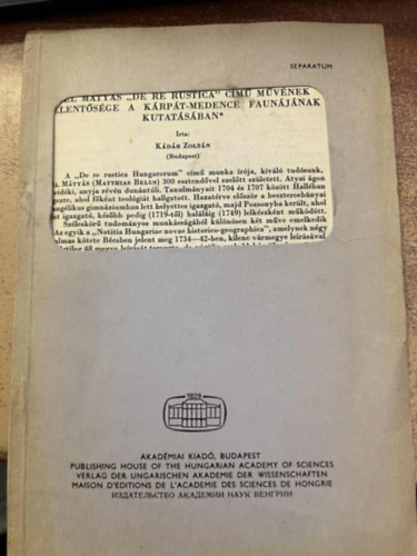 Kdr Zoltn - Bl Mtys "De re rustica" cm mvnek jelentsge a Krpt-medence faunjnak kutatsban