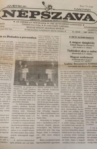 Amerikai Magyar N�pszava 89. �vfolyam 41. sz�m 1988 okt�ber 7