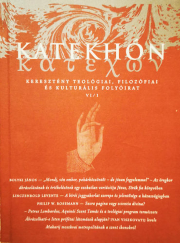 Katekhón VI. évfolyam 1. szám
