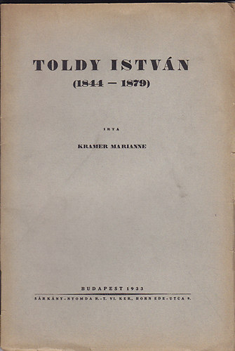 Kramer Marianne - Toldy Istvn (1844-1879)