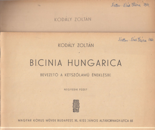 Kodály Zoltán - Bicina Hungarica III-IV. (Bevezető a kétszólamú éneklésbe)