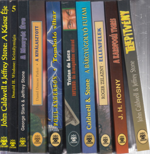 Donald H. Wisdone, Stark, George- Stone, Jeffrey, Daniel Duncan Parker, Poul Anderson, Tristan de Luca, Caldwell-Stone, Roger Zelazny, J. H. Rosny John Caldwell & Jeffrey Stone - 10 db. Cherubion: A K�osz �je + Krist�lym�gia + A Meny�t �ve + A kiv�lasztott + Tombol� vihar + Inferno: Az Armageddon elmarad + A b�rgy�goly� futam + Ellenfelek + A kardfog� tigris + Telep�tv�ny