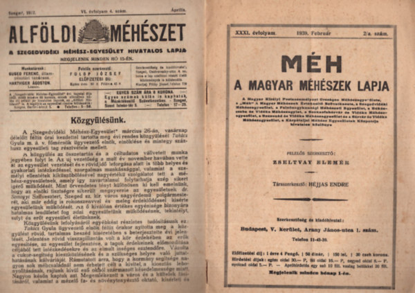 Hjjas Endre, Flp Jzsef  (szerk.) Zseltvay Elemr (szerk.) - 3 db mhszeti jsg ( egytt ) 1.  Mh - A Magyar Mhszek Lapja 1939. februr, 2. Alfldi Mhszet 1922. prilis, 3. Mhszet 1918. janur
