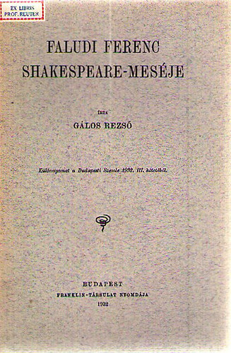 Gálos Rezső - Faludi Ferenc Shakespeare-meséje