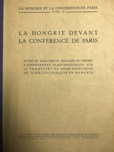 La hongrie devant la conférence de paris