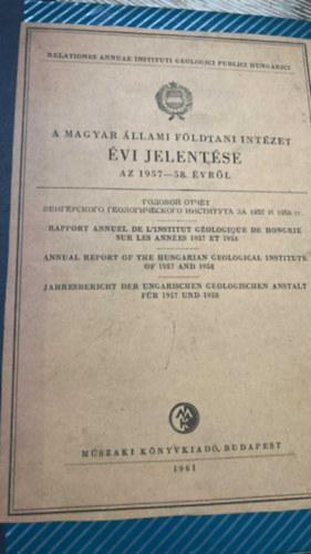 A magyar állami földtani intézet évi jelentése az 1957-58. évről (kihajtható térképmmelléklettel)