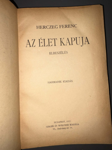 Herczeg Ferenc - Az �let kapuja. Elbesz�l�s