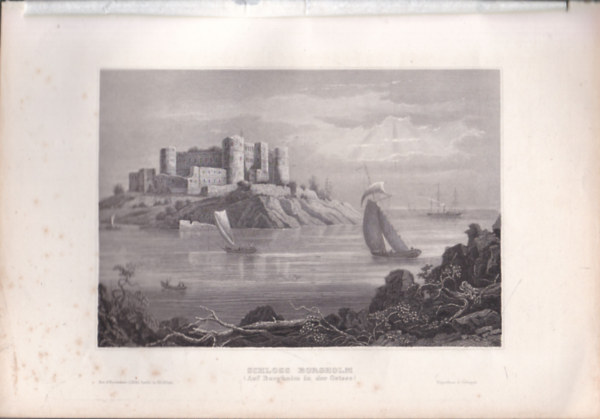 Schloss Borgholm Vico Equense (Borgholm kastly, Svdorszg, Eurpa) (16x23,5 cm mret eredeti aclmetszet) (1856)