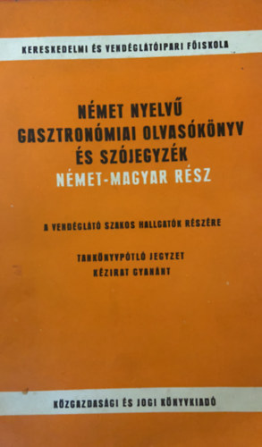 Nmet nyelv gasztronmiai olvasknyv s szjegyzkek