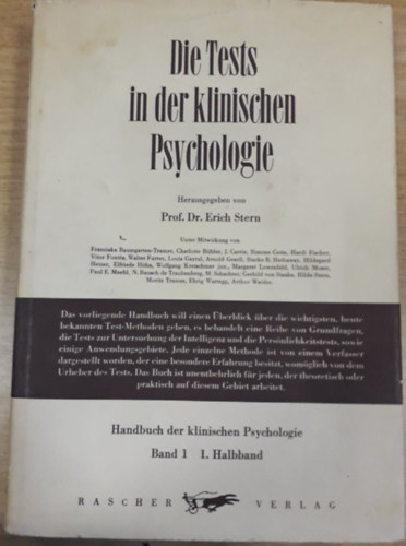 Prof. Dr. Erich Stern - Die Tests in der klinischen Psychologie