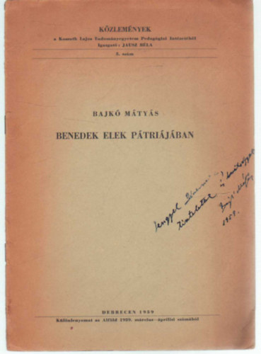Bajk� M�ty�s - Benedek Elek p�tri�j�ban- K�l�nlenyomat