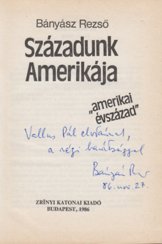 B�ny�sz Rezs� - Sz�zadunk amerik�ja