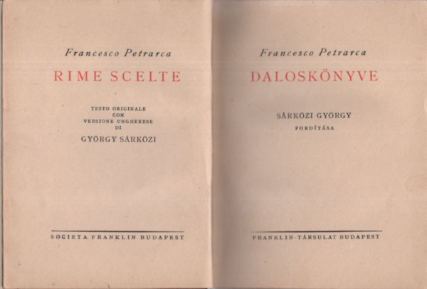 Francesco Petrarca - Francesco Petrarca dalosknyve (ktnyelv)