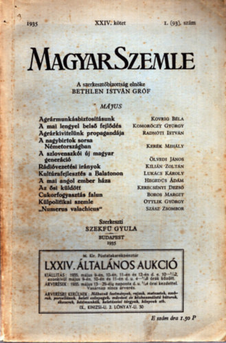 Magyar Szemle 1935. v XXIV. ktet 1.(93.) szm