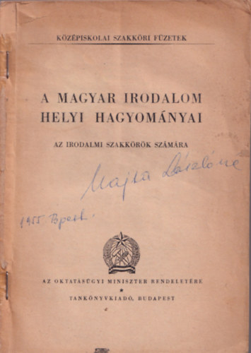 Vargha Balzs  (szerk.) - A magyar irodalom helyi hagyomnyai