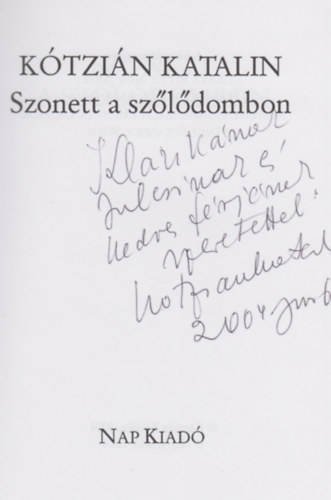 Ktzin Katalin - Szonett a szldombon