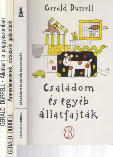 Gerald Durrell - 3 db. humoros ktet (Csaldom s egyb llatfajtk + Aranydenevrek, rzsaszn galambok + llatkert a poggyszomban)