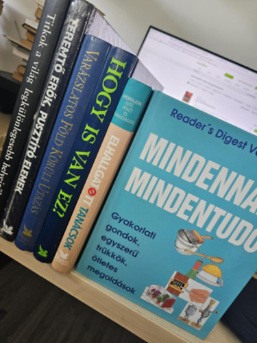 6db Reader's Digest album, K�NYVMENT� AJ�NLAT: Titkok a vil�g legk�l�nlegesebb helyeir�l+ Teremt� er�k, puszt�t� elemek+ Var�zslatos F�ld k�r�li utaz�s+ Hogy is van ez?+ Elhallgatott tan�csok+ Mindennapi mindentud�